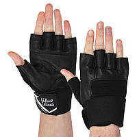 Перчатки для фитнеса и воркаута перчатки спортивные кожаные Zelart Hard 9527 размер M Black