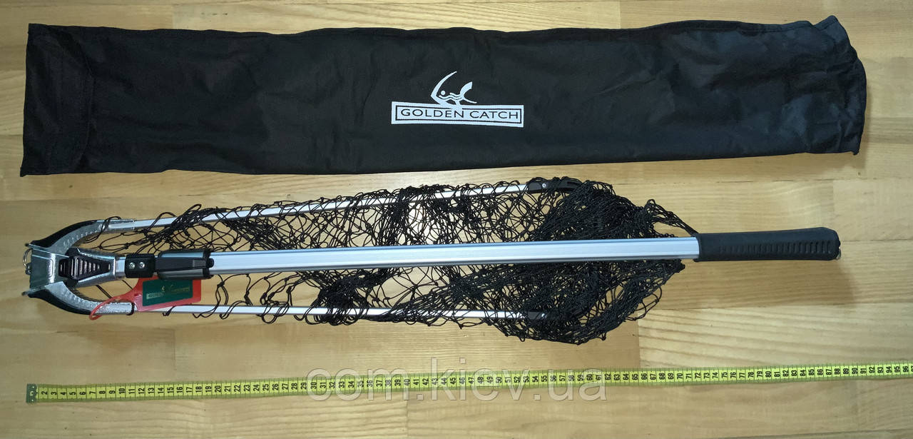 Підсак компактний, посилений, у чохлі, сітка - плетена волосінь Golden Catch, фото 1