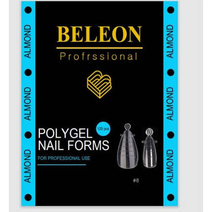 Верхні форми BELEON для нарощування нігтів No8 Almond 120 шт, фото 1
