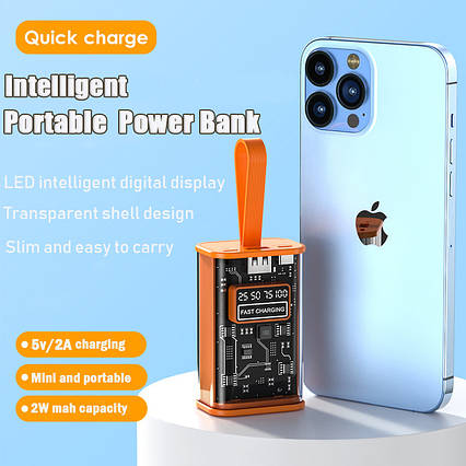 Повербанк Power Bank Cyberpunk 50000mAh Жовтогарячий, Зовнішній акумулятор на 50000mAh, фото 1