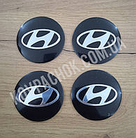 Наклейки для колпачков на диски Hyundai черные 60мм.