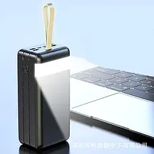 Потужний Повербанк Power Bank 80000-t161 з індикатором і ліхтариком, Зовнішній акумулятор на 80000 mAh Чорний, фото 5
