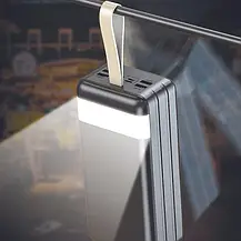Потужний Повербанк Power Bank 80000-t161 з індикатором і ліхтариком, Зовнішній акумулятор на 80000 mAh Чорний, фото 6