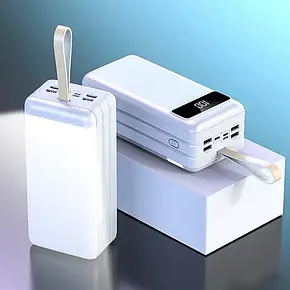 Повербанк Power Bank 80000-t161 з індикатором і ліхтариком Білий, Зовнішній акумулятор на 80000 mAh, фото 1