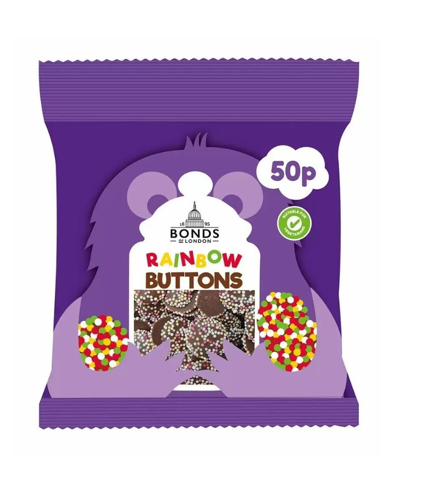 Шоколадні цукерки Bonds of London Rainbow Buttons Treat Bags 40g, фото 1