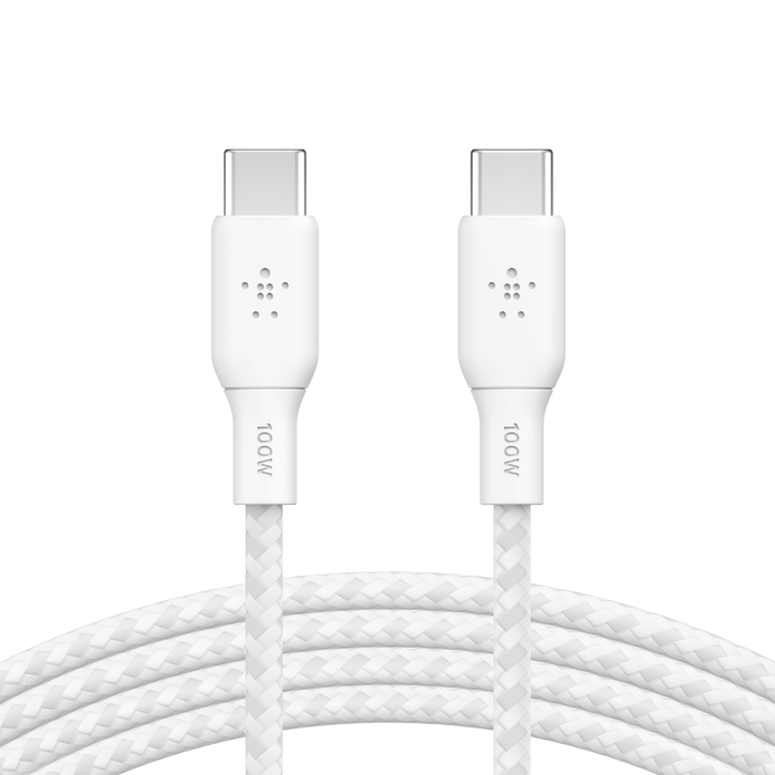 Belkin Кабель заряджання/синхронізації USB-С > USB-С 2м, 100Вт, плетений, білий