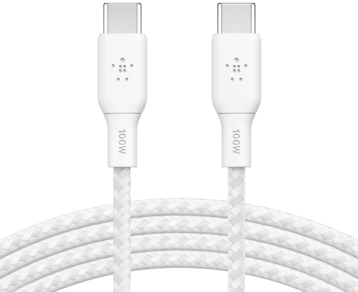 Belkin Кабель заряджання/синхронізації USB-С > USB-С 3м, 100Вт, плетений, білий