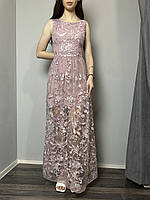 Жіноча вечірня сукня рожева максі в підлогу Modna KAZKA MKENG2132