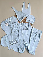Комплект одежды для новорожденного мальчика 7 предметов + европеленка Mini Boss размер 56 см Lari Голубой