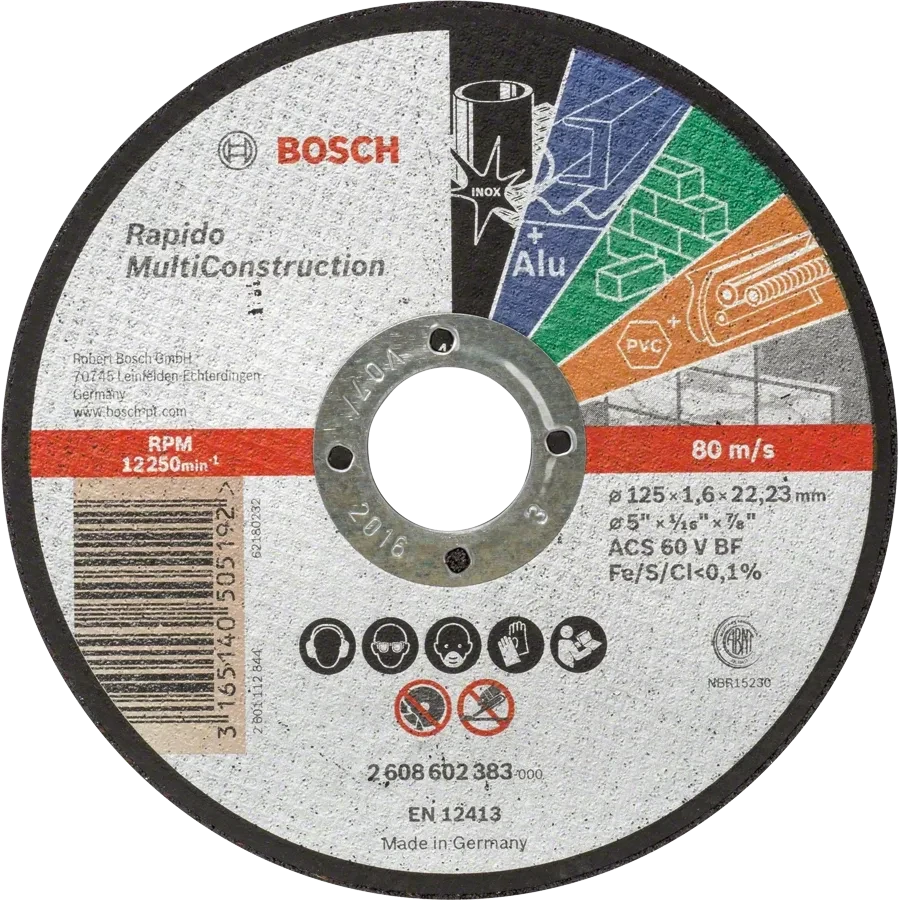 Відрізний круг для металу Bosch Bosch Multi Construction Rapido 125x1.6x22.2