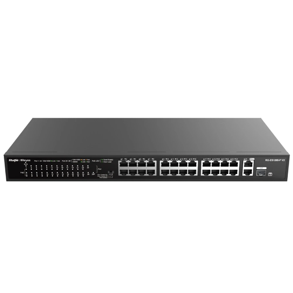 24-портовий некерований PoE комутатор Ruijie Ruijie Reyee RG-ES126S-P V2