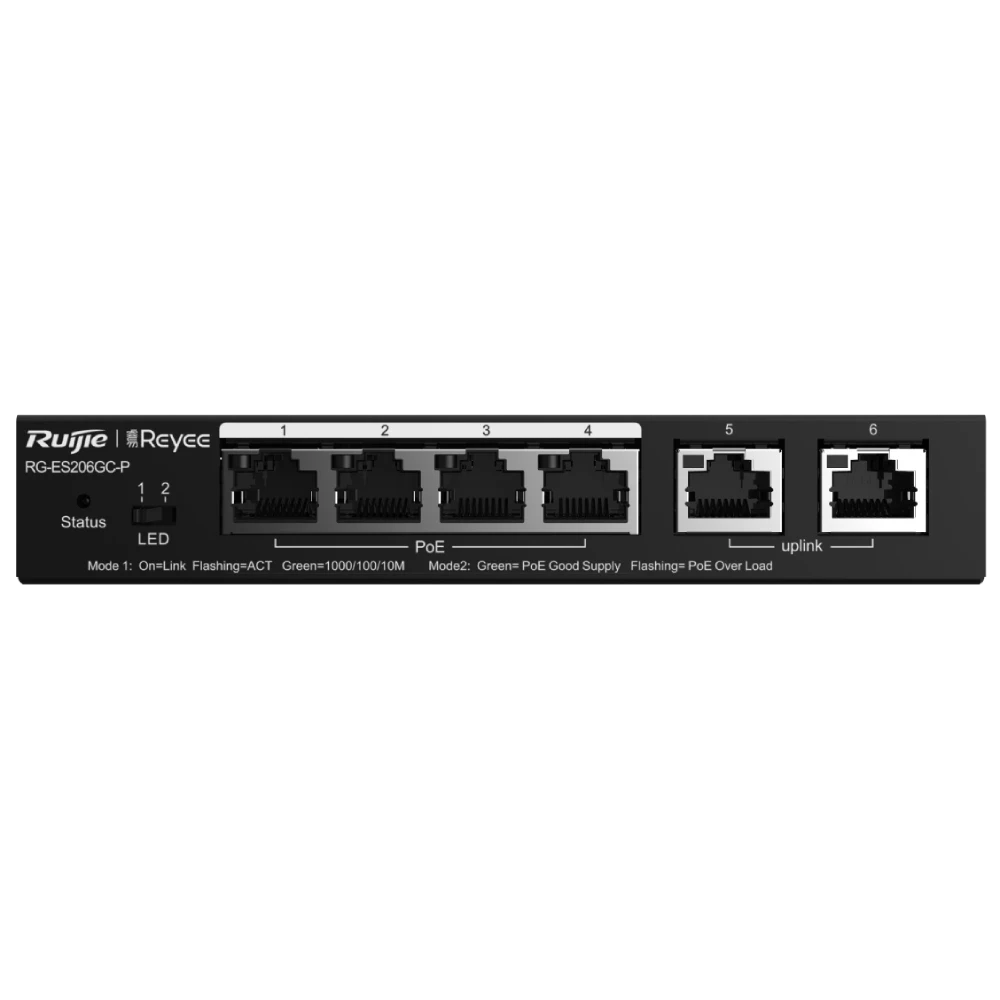 6-портовий гігабітний інтелектуальний PoE комутатор Ruijie Ruijie Reyee RG-ES206GC-P
