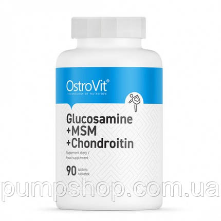 Для суглобів і зв'язок OstroVit Glucosamine, MSM and Chondroitin 90 таб., фото 2