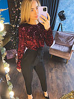 Ошатний жіночий комбінезон.На спині блискавка.Паєтка на оксамиті + кріплення костюмка 42-44, 44-46 Кольори3 Чорний +бордо