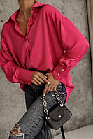 Супер стильная удлиненная женская рубашка/блузка. Отложной ворот, пуговицы. Ткань софт. 42-46 Цвета4