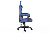 Крісло компютерне Infini System Blue (No.41) Геймерське крісло з ТКАНИНИ Ігрове спортивне крісло + 2 подушки, фото 4