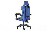 Крісло компютерне Infini System Blue (No.41) Геймерське крісло з ТКАНИНИ Ігрове спортивне крісло + 2 подушки, фото 6
