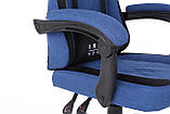 Крісло компютерне Infini System Blue (No.41) Геймерське крісло з ТКАНИНИ Ігрове спортивне крісло + 2 подушки, фото 8