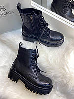 Женские кожаные ботинки Balenciaga Strike с тиснением под кожу крокодила, ботинки Баленсиага Страйк черные, 40