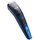 Машинка триммер для стрижки волосся та бороди акумуляторна з насадками VGR USB 5W Blue (V-052), фото 9