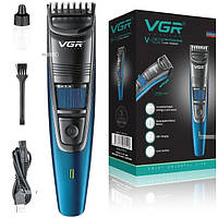 Машинка триммер для стрижки волос и бороды аккумуляторная с насадками VGR USB 5W Blue (V-052)