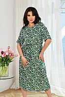 Модное летнее платье, легкое воздушное Турецкий натуральный штапель 50-52;54-56;58-60 Цвета 3 Зелёный