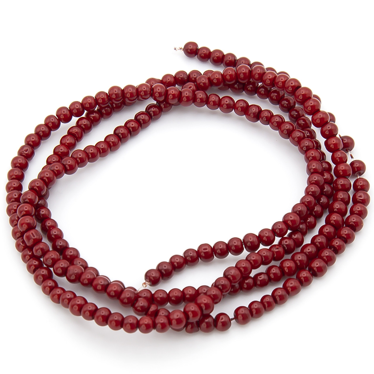 Намистини скло під перли 3 мм Куля нитка 62 см 35 Бордовий, фото 1