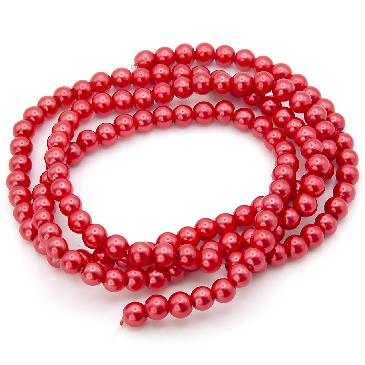 Намистини скло під перли 10 мм Куля нитка 80 см 74 Кораловий, фото 1