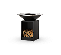 Гриль-мангал с костровой чашей с открытой тумбой в черном цвете HOLLA GRILL HGBO-1