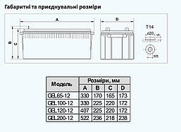 Батарея акумуляторна GEL100-12 ”ARUNA”, фото 2