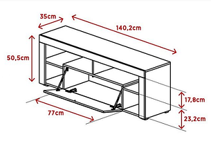 Тумба тв Hestia HS140 Accord, колір чорний/чорний глянець MDF, фото 2