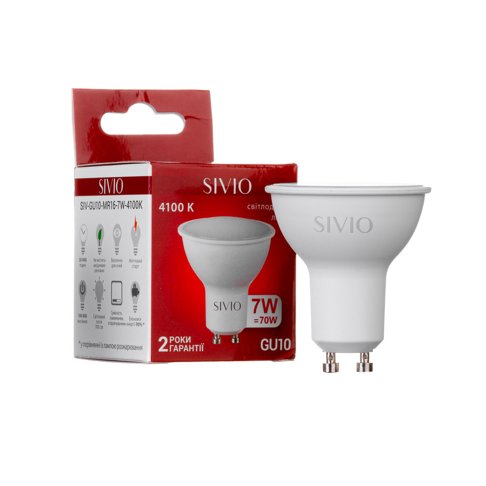 Світлодіодна лампа  7W MR16 GU10 4100K Код.59766