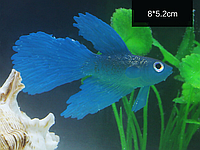 Декор для аквариума Силиконовый Петушок Голубой 8 х 5,2 см