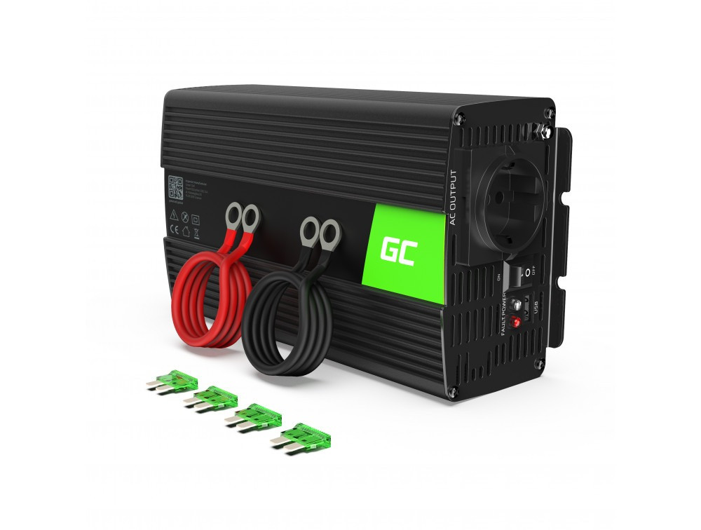 Перетворювач напруги інвертор, Чиста синусоїда Green Cell 12В на 220В 1000W/2000W