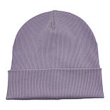 Шапка дитяча трикотажна подвійна демісезонна дитячі головні убори фіолетовий (ШД381), фото 2