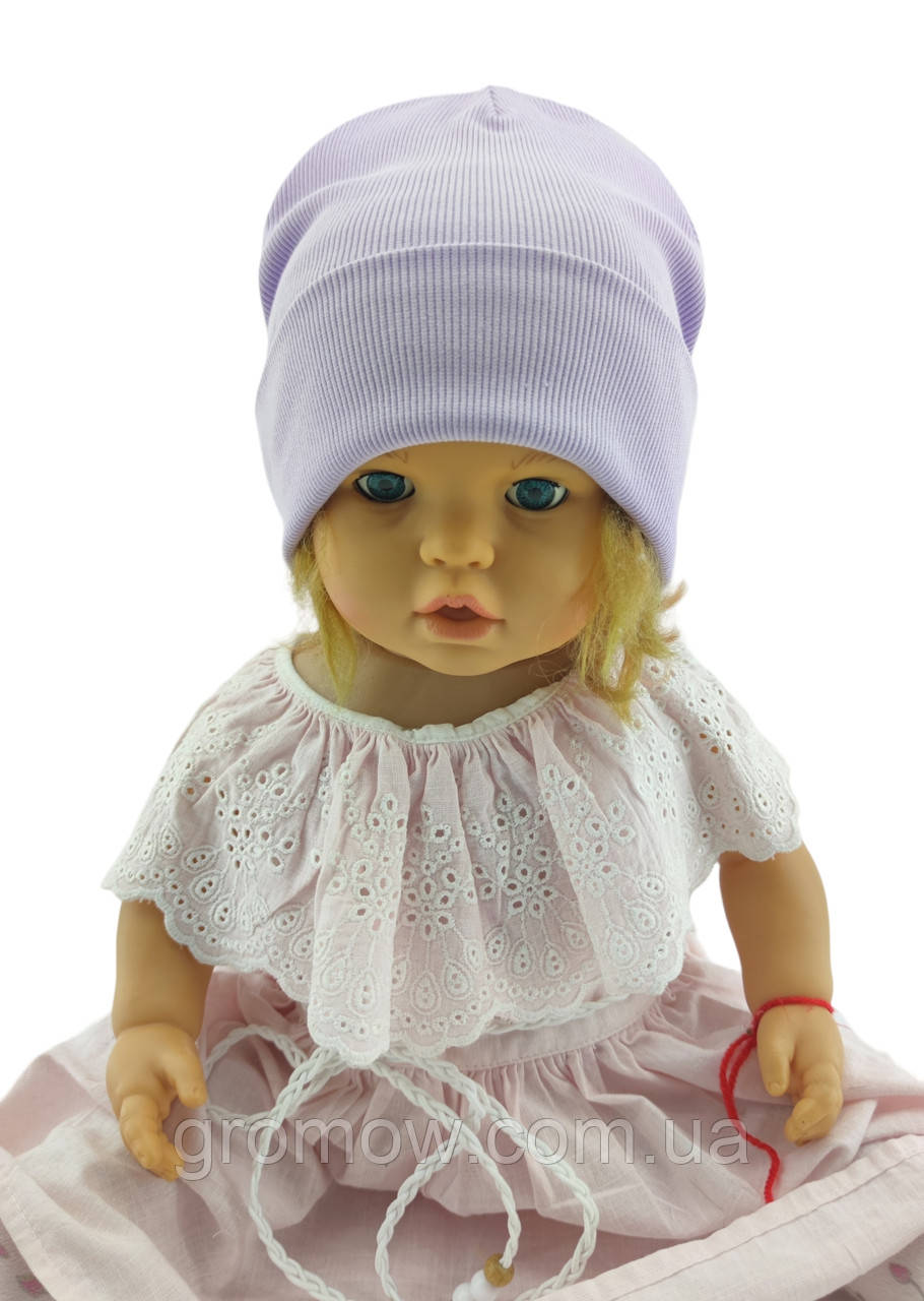 Шапка дитяча трикотажна подвійна демісезонна дитячі головні убори фіолетовий (ШД381), фото 1