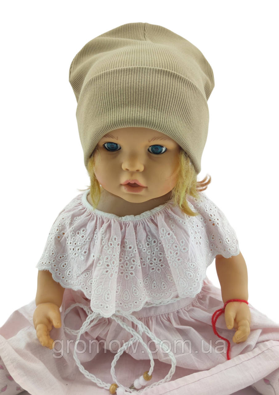 Шапка дитяча трикотажна подвійна демісезонна дитячі головні убори коричневий (ШД382), фото 1