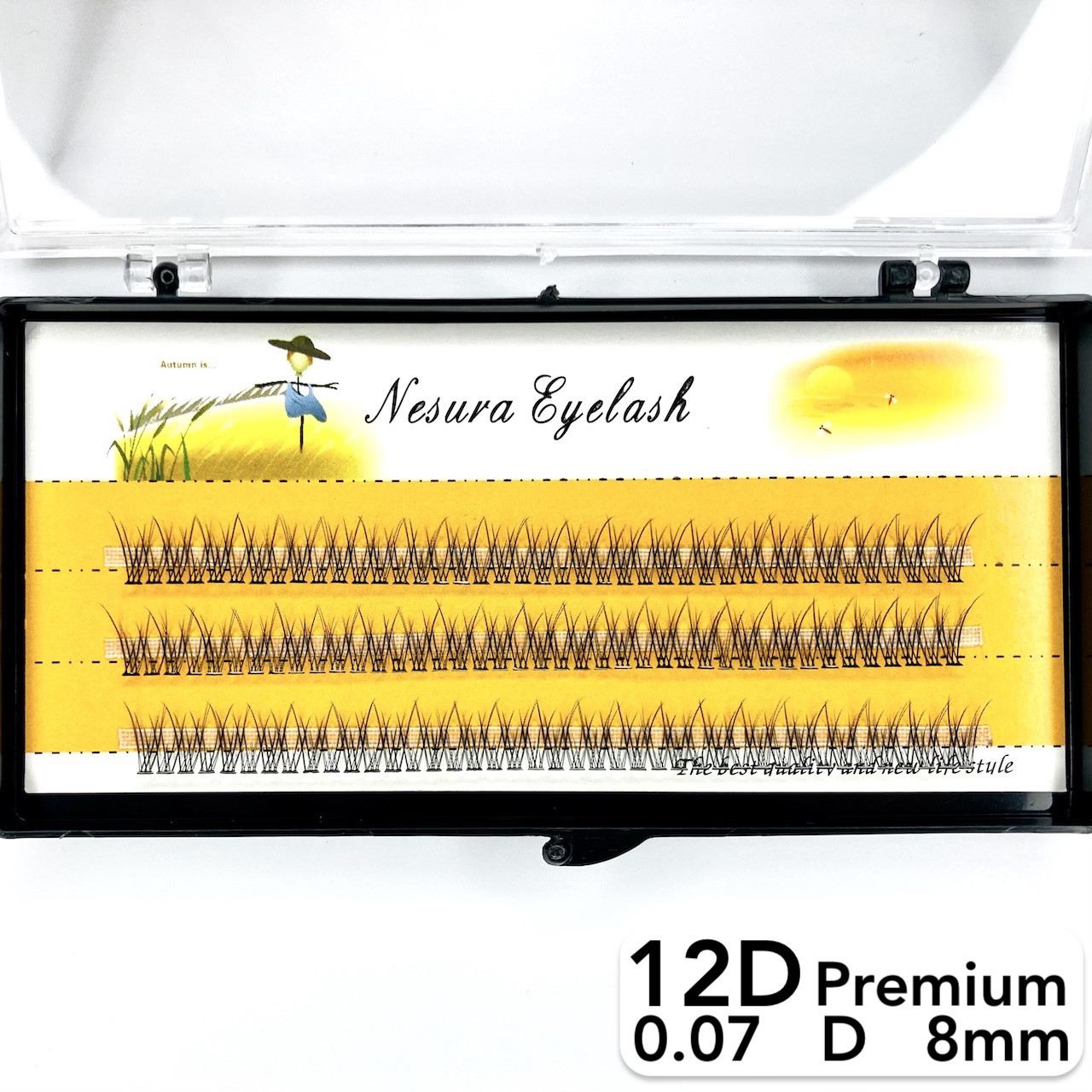 Накладні пучкові вії Nesura Eyelash Premium 12D, 0,07, D, 8 мм, 120 пучків Несура Ластівка