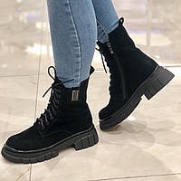 Женские демисезонные ботинки черные натуральная замша на низком ходу 18J1629-0609J-3008 Lady Marcia 2853