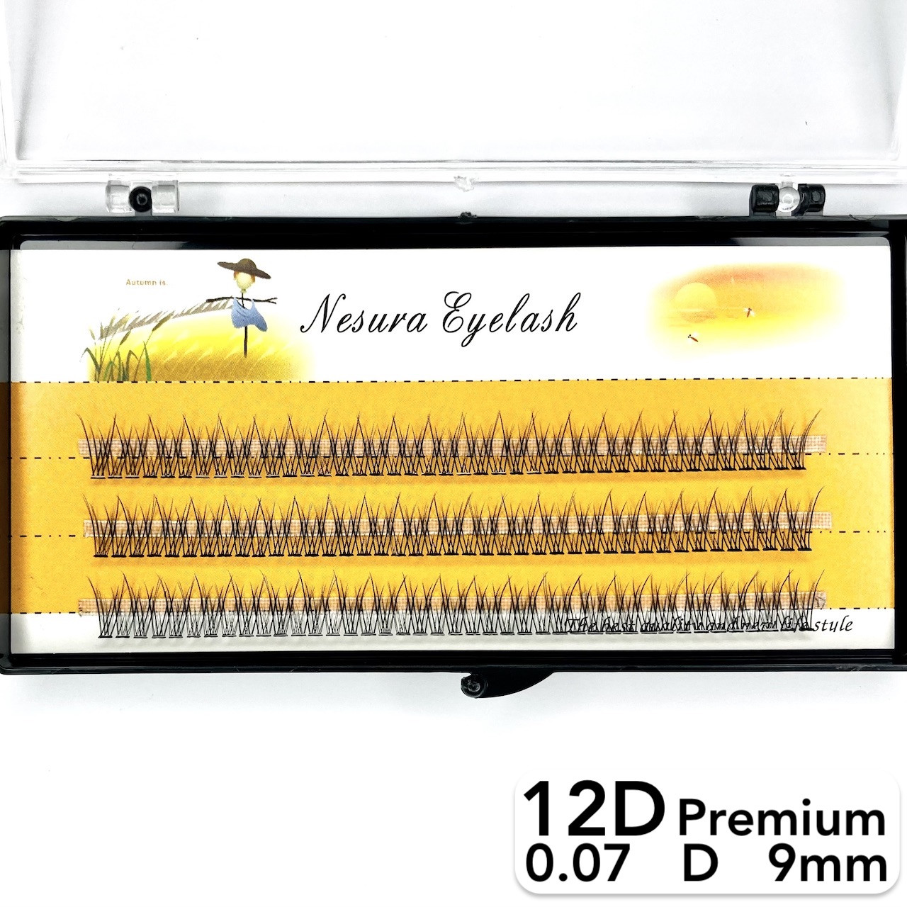 Накладні пучкові вії Nesura Eyelash Premium 12D, 0,07, D, 9 мм, 120 пучків Несура Ластівка