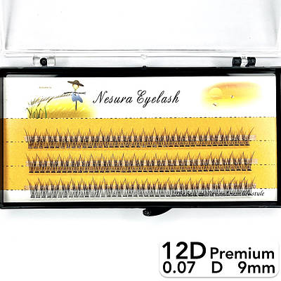 Накладні пучкові вії Nesura Eyelash Premium 12D, 0,07, D, 9 мм, 120 пучків Несура Ластівка