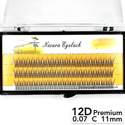 Накладні пучкові вії Nesura Eyelash Premium 12D, 0,07, C, 11 мм, 120 пучків Несура Ластівка