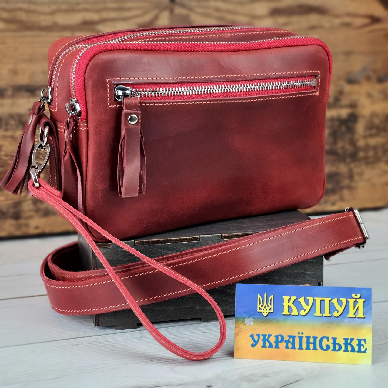 Сумка жіноча шкіряна GS червона