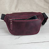 Жіноча шкіряна сумка на пояс бананка GS бордова, фото 2