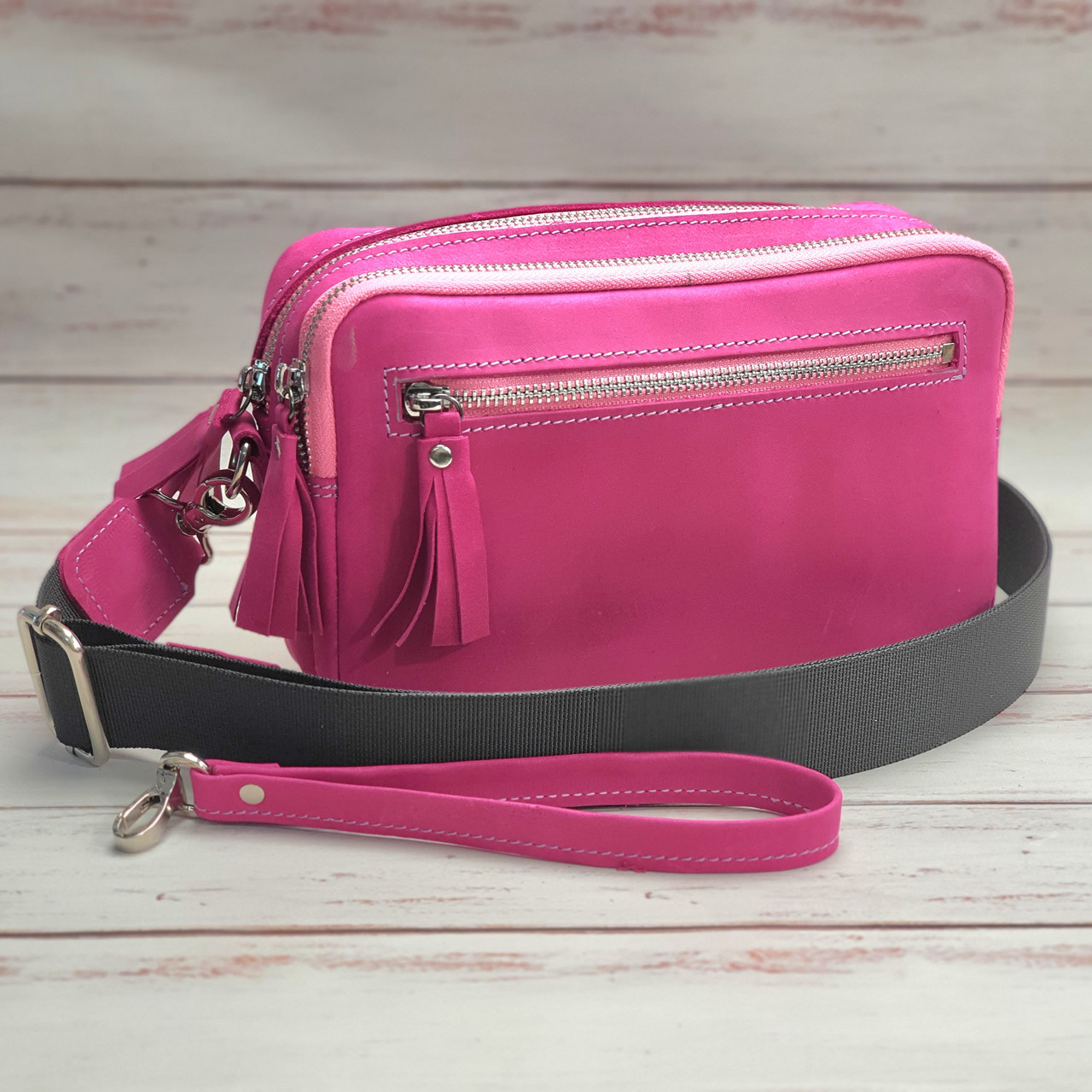 Сумка жіноча шкіряна GS рожева, фуксія, фото 1