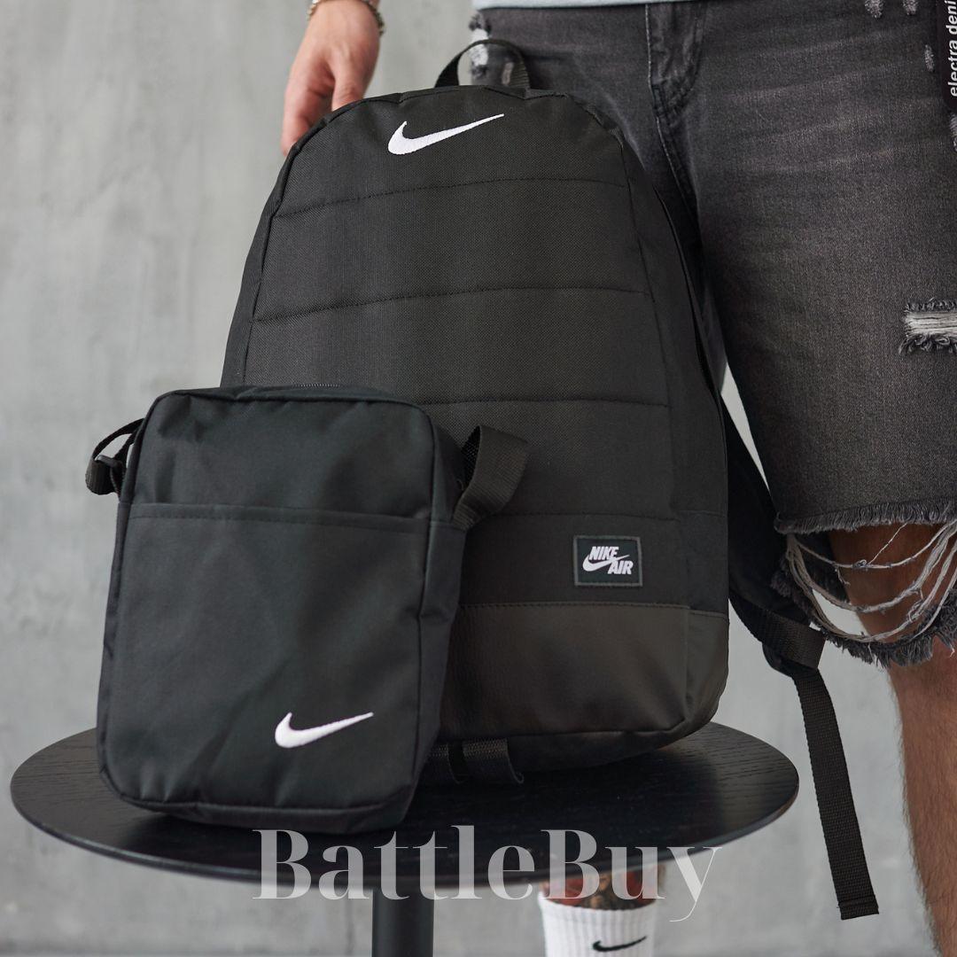 Комплект Рюкзак + Барсетка через плече Nike чорний, Портфель міський спортивний чоловічий барсетка Найк
