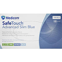 Перчатки нитриловые текстур. Medicom SafeTouch Advanced Slim Blue (3,6 г) Голубой L (1175-TG_D)