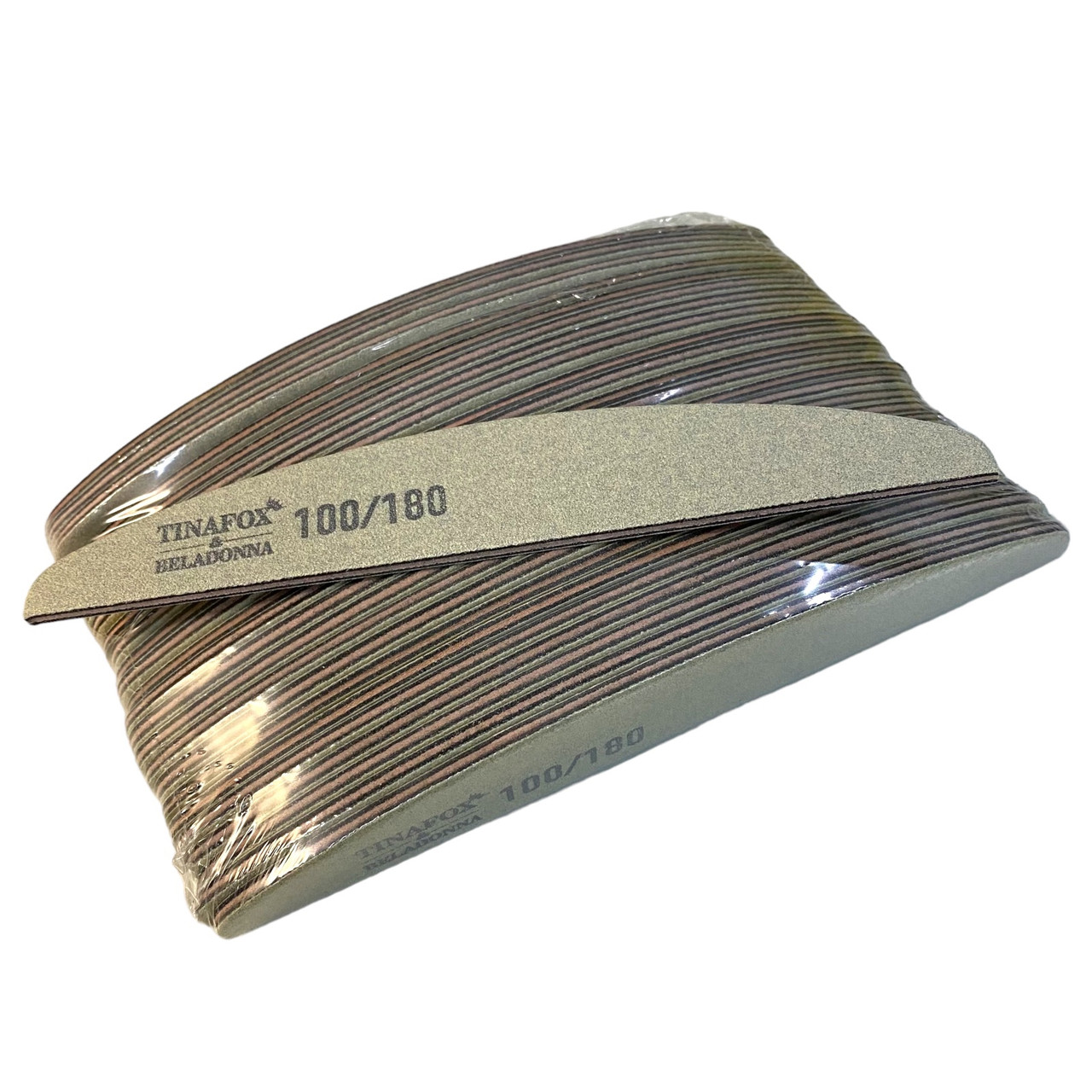 Пилка для нігтів 25 шт човник TINAFOX 100/180 сірі