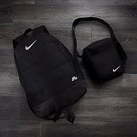 Комплект Рюкзак + Барсетка через плечо Nike черный | Портфель городской спортивный мужской женский Найк черный