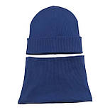 Шапка дитяча трикотажна подвійна демісезонна з хомутом дитячі головні убори синій (ШД392), фото 2